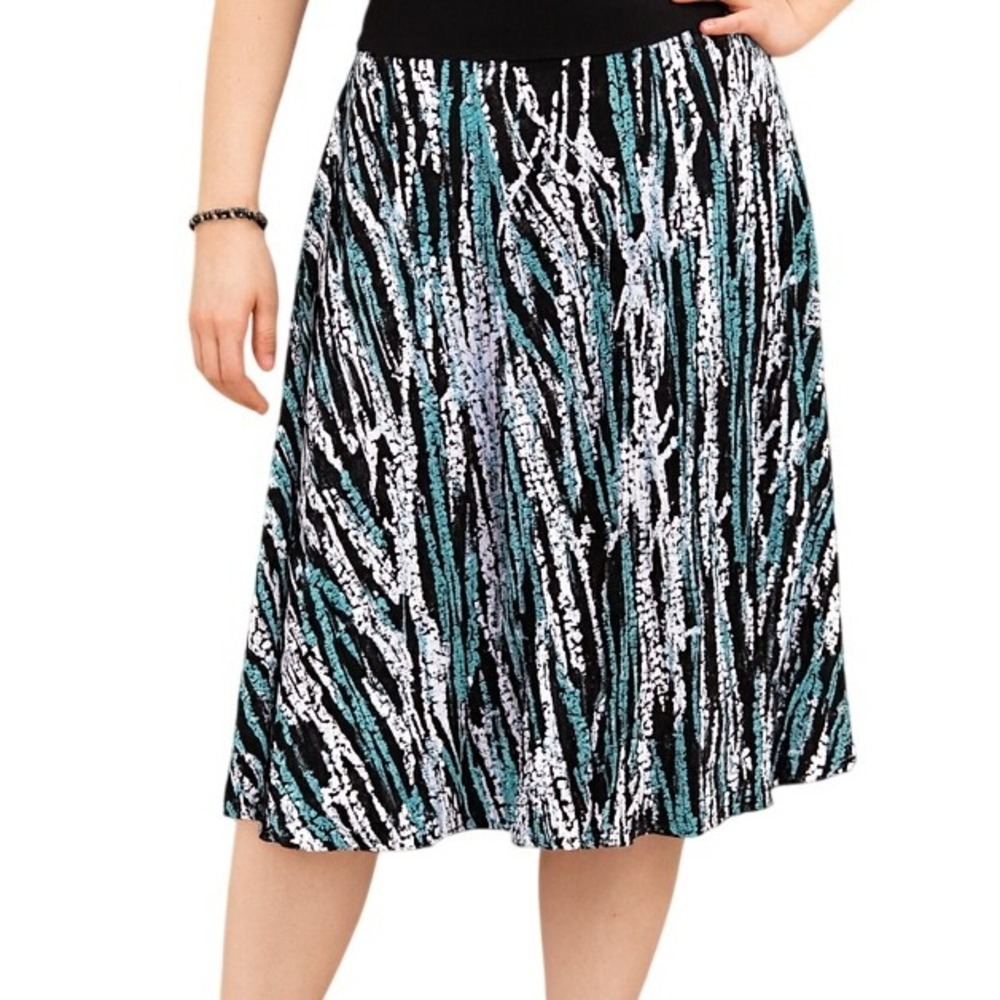 Tanjay Womens Straight Skirt Multicolor Abstract‎ Stretch Elastic Waist Size 18
